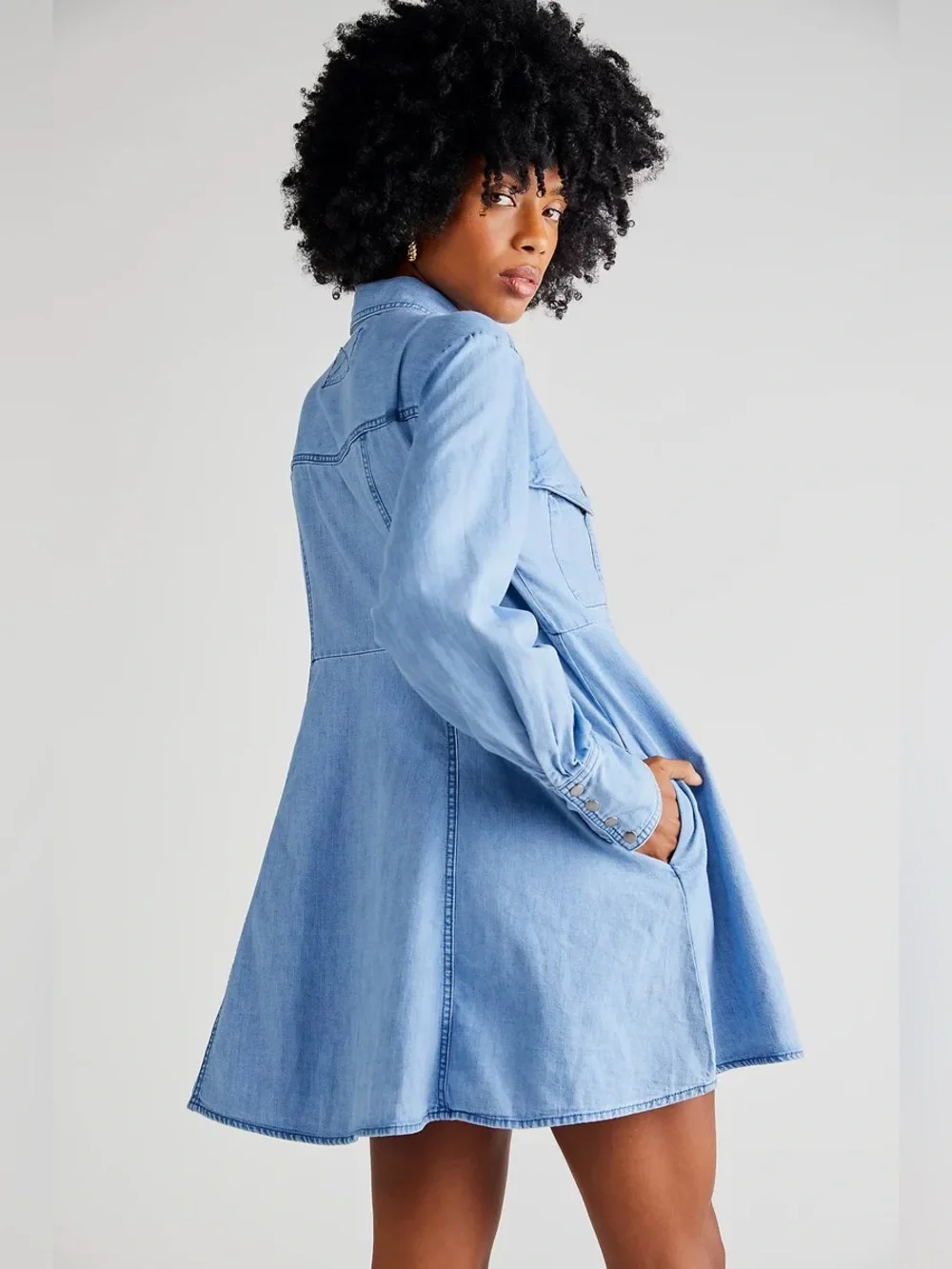 Free People Sammi Denim Mini Dress - Picture 3 of 6